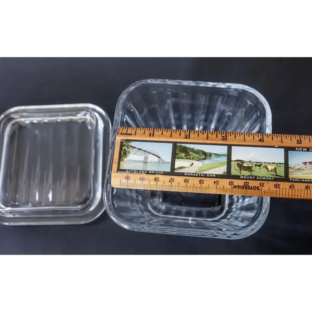 Vintage 2003 Anchor Hocking Square Ribbed Refrigerator Dish Retro Cottage Farm